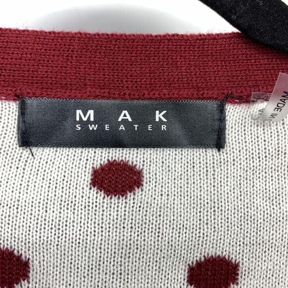 Modcloth MAK Cardigan Sweater Womens Sz Medium Red White Polka Dot V-Neck - Picture 5 of 6